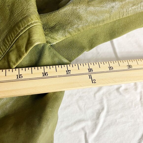 Lamarque Talia Green Distressed Leather Moto Jacket Grunge Boho - Size XS - Picture 7 of 8